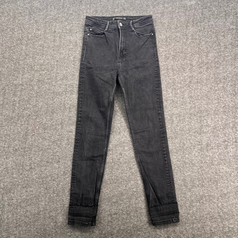 Zara Trafaluc Womens High Rise Skinny Jeans‎ Faded Black Size 6 Stretch Denim